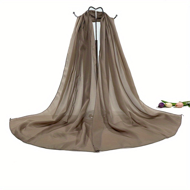 Solid Chiffon Scarf Casual Breathable Shawl Women Head Wrap