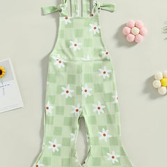 Floral Graphic Print Baby Girls Overalls for Summer