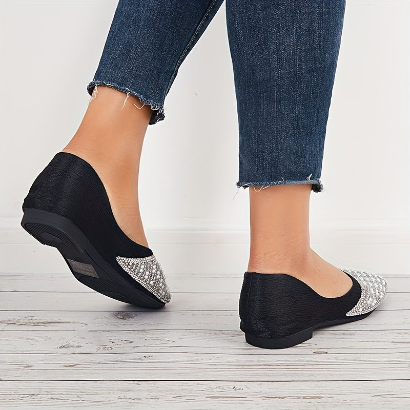 Pearl Flat Slip-On Square Toe Casual Shoes Lightweight