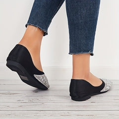 Pearl Flat Slip-On Square Toe Casual Shoes Lightweight
