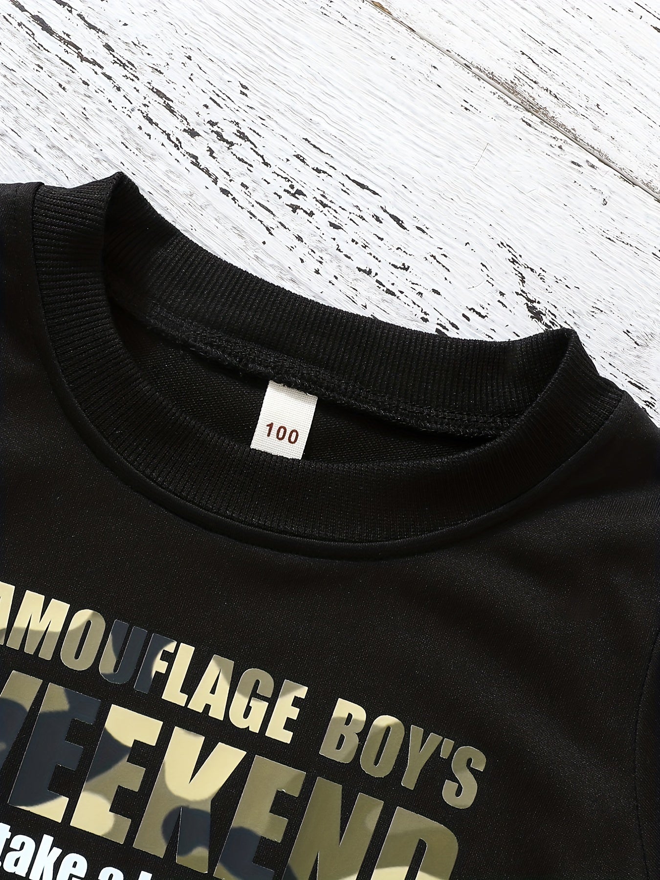 Boy's Camo Sweatshirt & Sweatpants Set Weekend Print Top Outfit