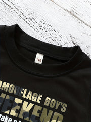 Boy's Camo Sweatshirt & Sweatpants Set Weekend Print Top Outfit