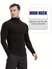 Men's Turtleneck Fleece Warm Fitness Running Top For Autumn And Winter