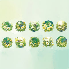 10pcs Plant Flower Laser Sticker Waterproof PET Material