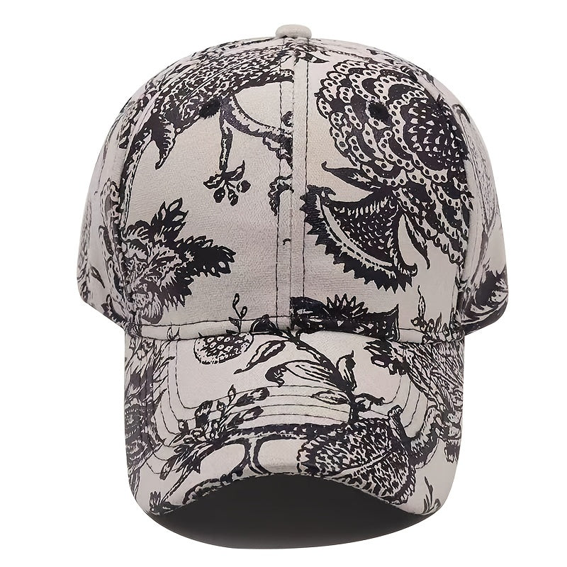 Vintage Print Baseball Cap Cotton Adjustable Sunscreen Sports Hat