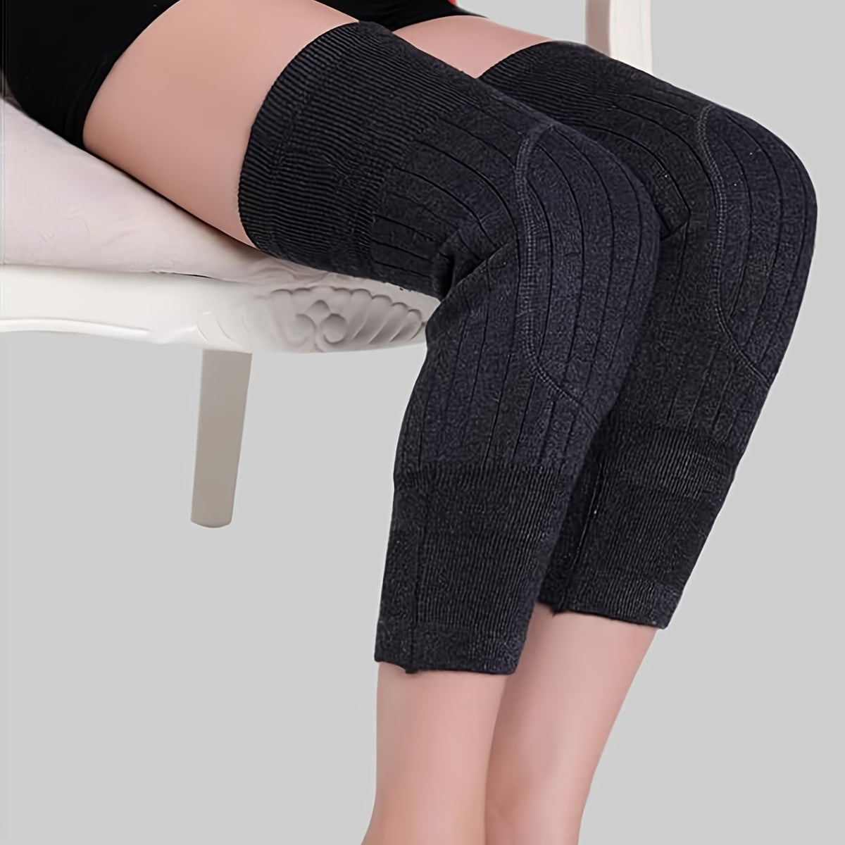 2pcs Winter Thickened Plus Velvet Warm Knee Pads Men's And Women's