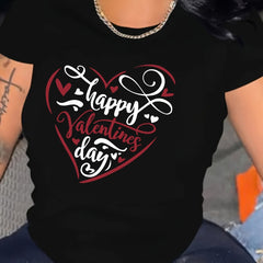Heart Graphic Sports T shirt Round Neck Short Sleeves Workout Tops Women's Activ