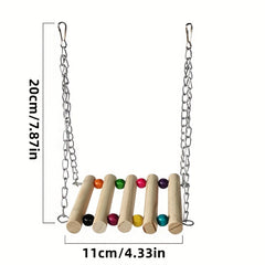 Pet Wooden Ladder Climbing Swing for Parrots Fun Hammock Toy
