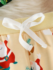 Boys Christmas Set Santa Claus Print Top & Casual Pants