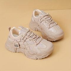 Women's Retro Platform Sneakers Lace-Up Casual Dad Shoes