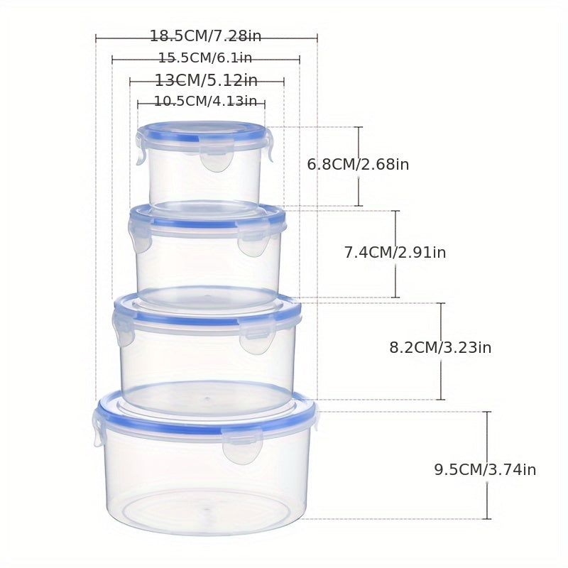 4pcs Outdoor Lunch Box Set Plastic Fruit/Vegetables Sealed Food Storage Boxes