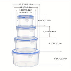 4pcs Outdoor Lunch Box Set Plastic Fruit/Vegetables Sealed Food Storage Boxes
