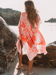 Boho Cover Up Plus Size Paisley Print Kimono
