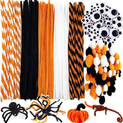 Halloween Craft Supplies Set: Pipe Cleaners, Lollipop Sticks, Swingin