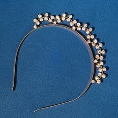 Metal Pearl Hairband Thin Headband with Rhinestones