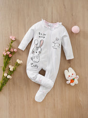 Baby Girls Bunny Zipper Cotton Long Sleeve Romper Jumpsuit