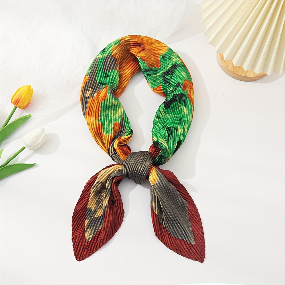 Vintage Tie Dye Print Scarf Classic Shawl Hijab Silk Bandana Women Neckerchief