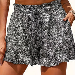 Floral Print Drawstring High Rise Shorts