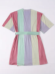 Rainbow Striped Short Sleeve Nightgown