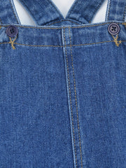 Girls' Full Length Denim Overalls with Pockets