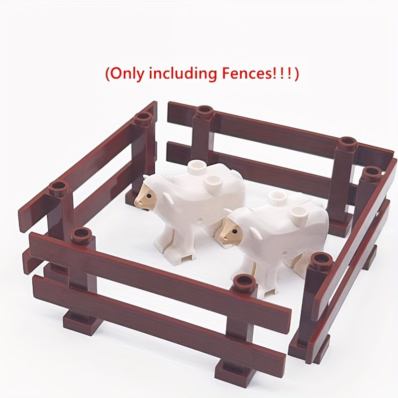 12pcs Building Block Farm Fence DIY Animal Scene Play Toy