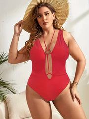 Sexy One Piece Swimsuit O-Ring Back Lace-Up Bathing Suit