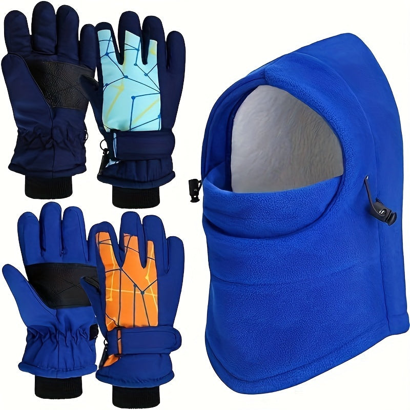 Winter Hat And Ski Gloves Set Windproof Balaclava Ski Mask