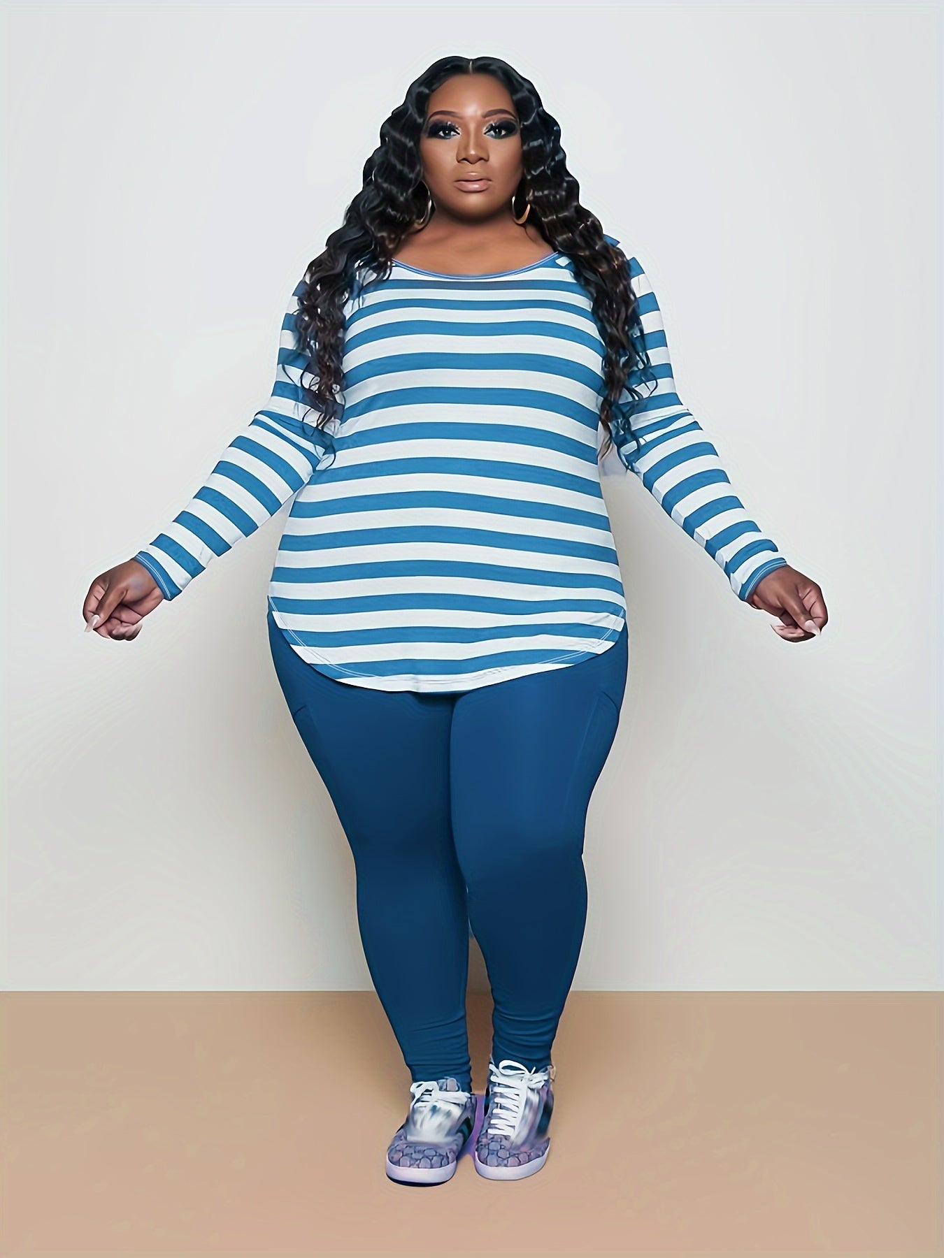 Long Sleeve T shirt & Pants Set Women's Medium Stretch 2pcs Set