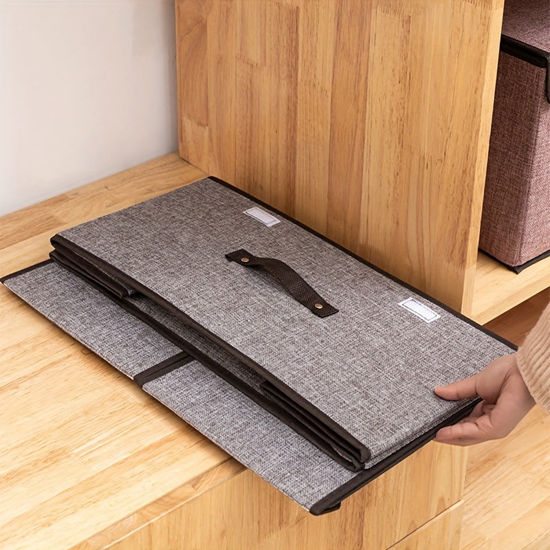 Cotton Linen Foldable Storage Box Organizer Double Cover 50x30x19cm