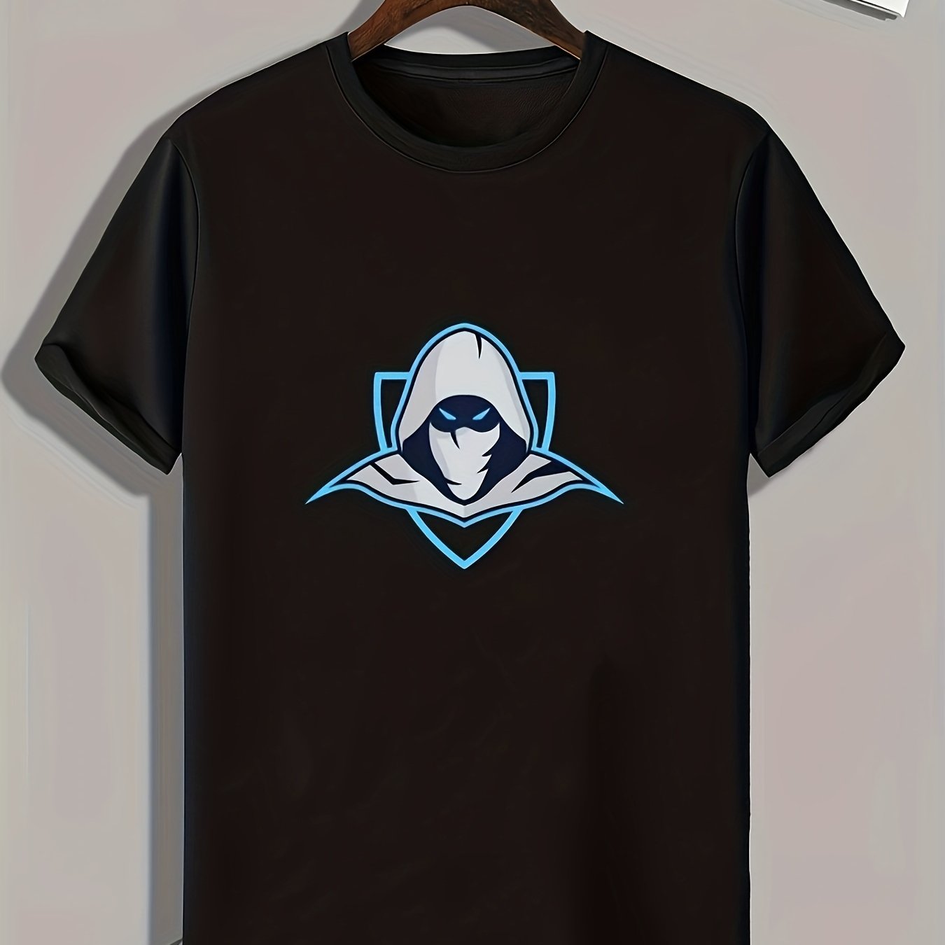 Cartoon Print Men's Tee Masked Casual Graphic T-shirt for Summer