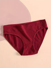 5pcs Ribbed Soft Briefs Stretchy Intimates Panties Women's Lingerie