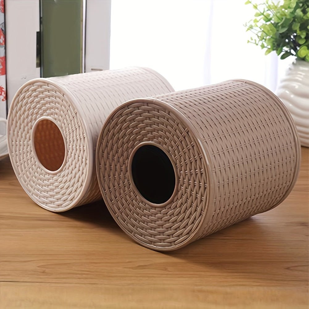 Stylish Round Woven Tissue Storage Box