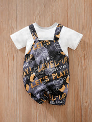 Newborn Infant Letter Print Romper Short Sleeve Jumpsuit