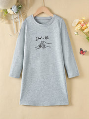 Girls Long Sleeve Midi Dress Crew Neck Casual Spring Fall Comfortable