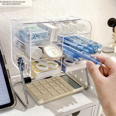 Stationery Transparent Storage Box Metal Corner Rack Desktop Shelf