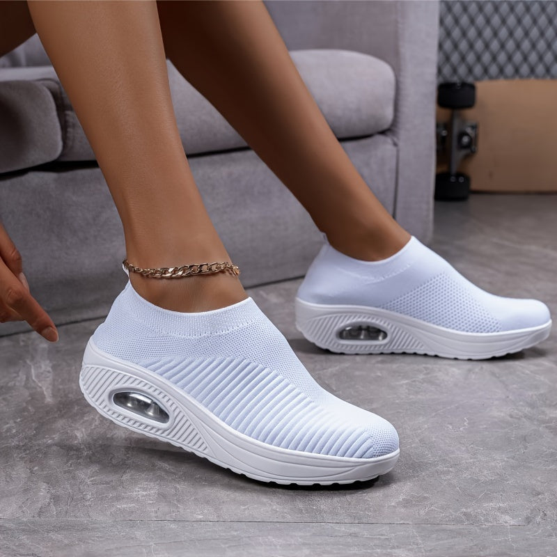 Women's Air Cushion Platform Sneakers Slip-on Walking Shoes