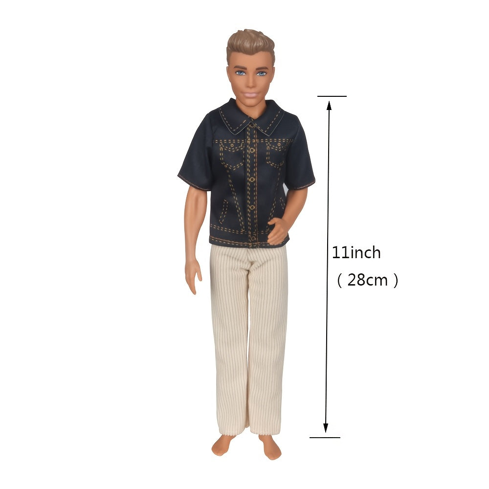 6pcs Doll Clothes 3 Tops And 3 Pants Trousers Shirt Outfit