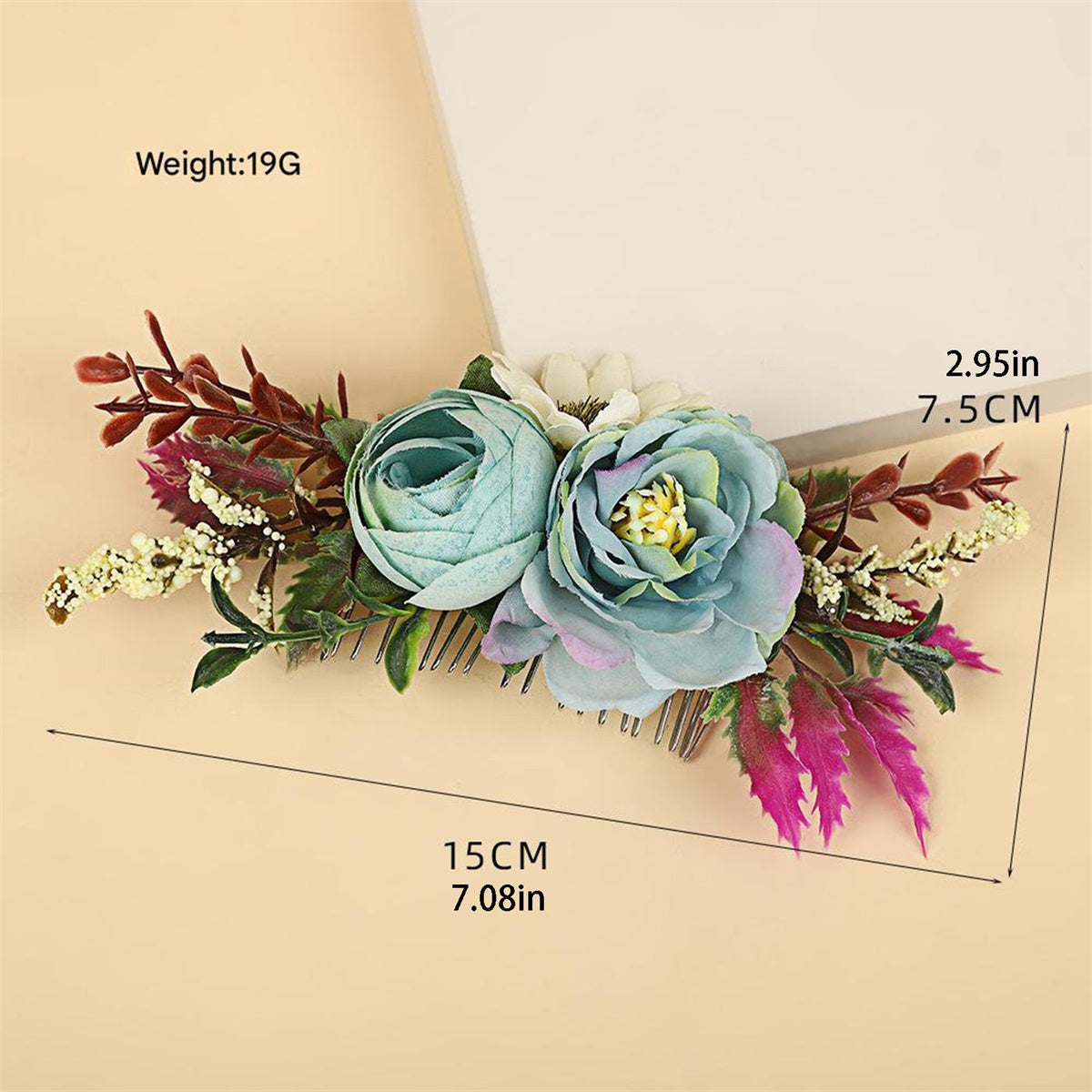 Pink Floral Hair Comb Clip for Women - Wedding Hair Accessories