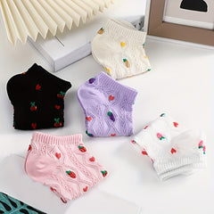 5 Pairs Fruit & Floral Print Low Cut Ankle Socks Women's Stockings