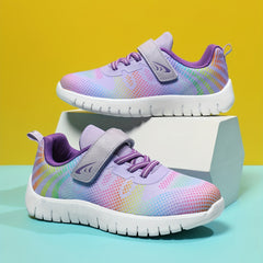 Girl's Knit Breathable Running Shoes Soft Sole Sneakers For Outdoor Jogging