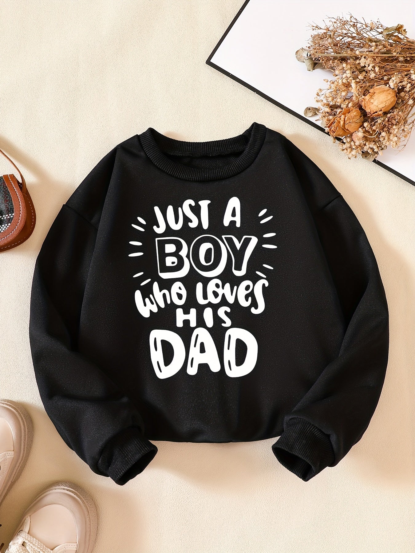 BOY LOVES DAD Letter Print Casual Sweatshirt