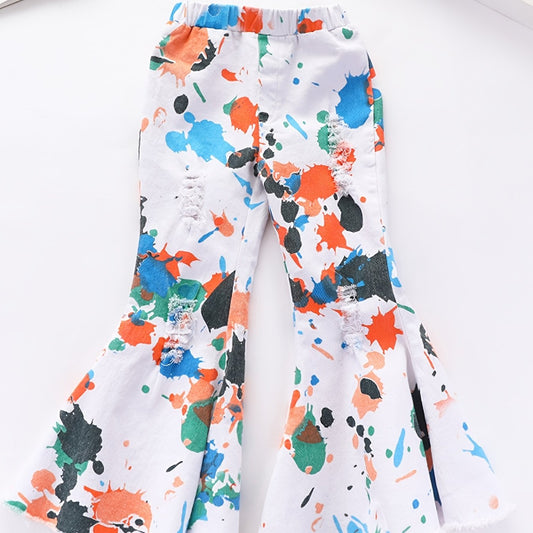 Girls Graffiti Flare Leg Pants Jeans Clothing
