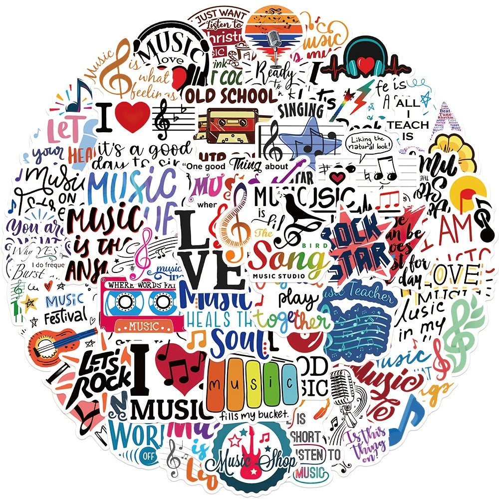 50 Inspirational Music Stickers for Suitcases Notebooks Waterproof