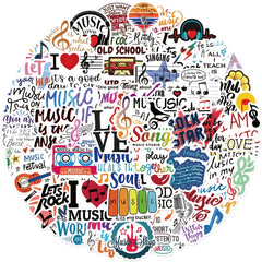 50 Inspirational Music Stickers for Suitcases Notebooks Waterproof