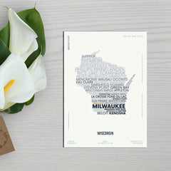 Wisconsin Letter Map Sticker - Kids Modern Font Art