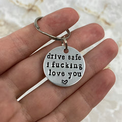 Stainless Steel Drive Safe Keychain Valentine's Gift