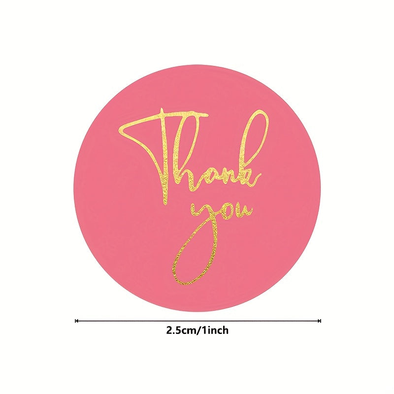500 Golden Thank You Labels 2.54 cm Round Adhesive Stickers Roll