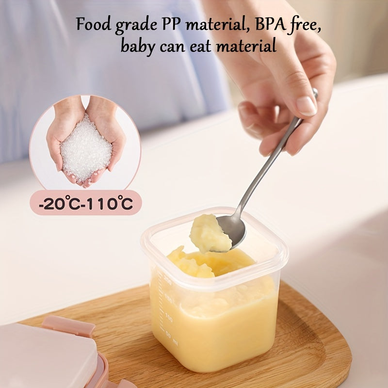 3pcs Portable Baby Food Box with Microwave Cooking Ice Tray and Sealed Seasoning
