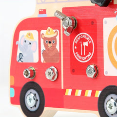 Wooden Disassembly Screw and Nut Fire Truck Set Busy Board Toy