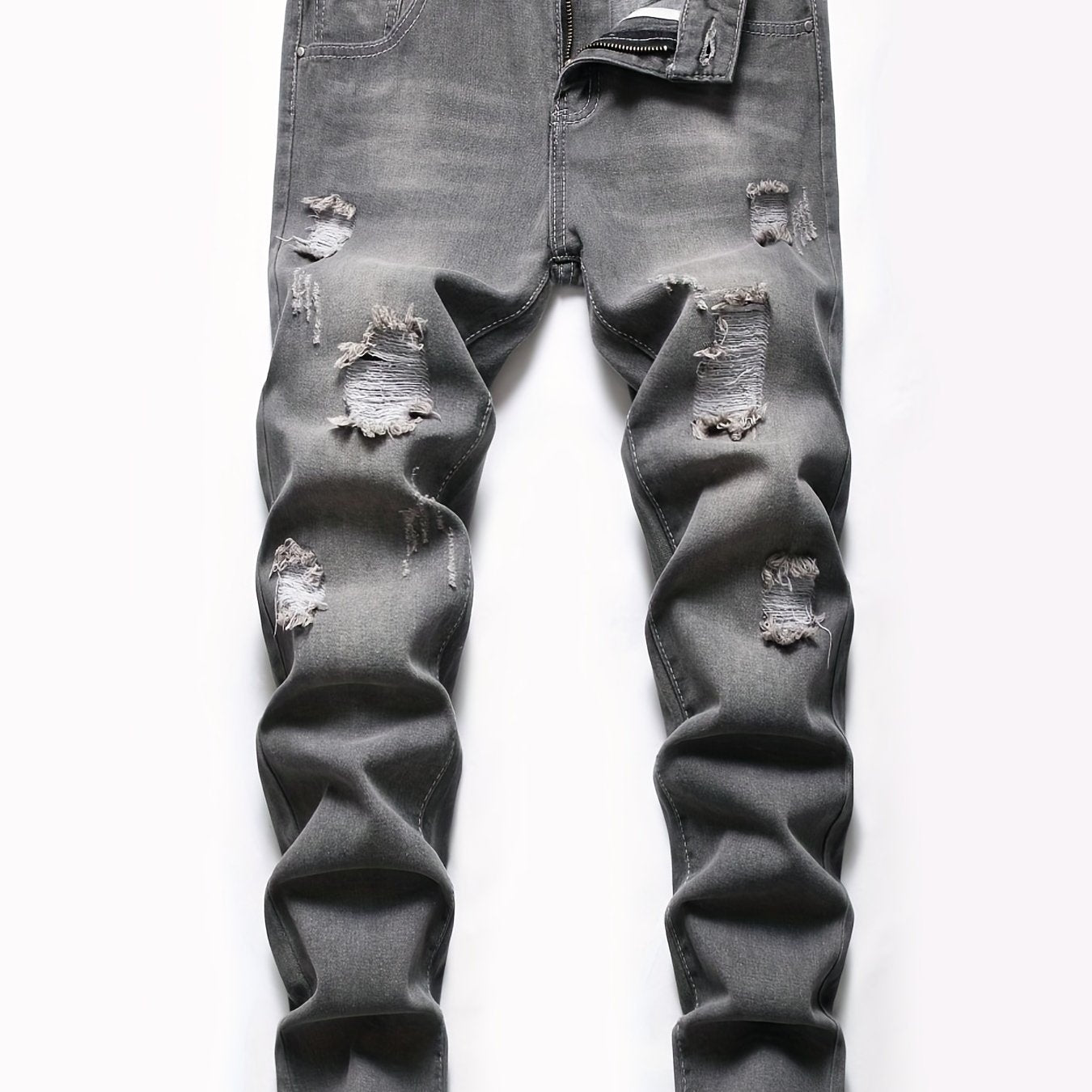 Boys Ripped Jeans Skinny Slim Fit Washed Denim Long Pants